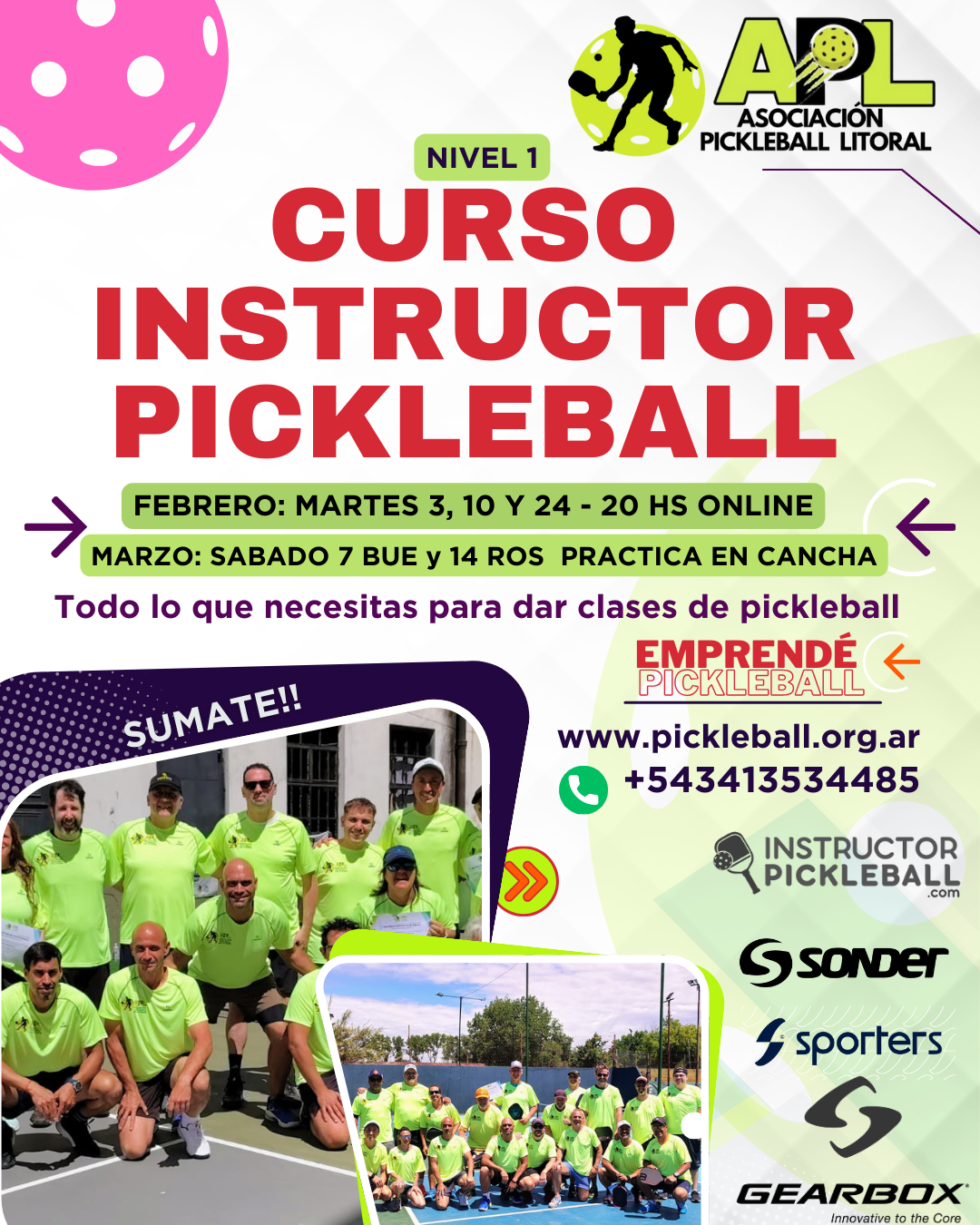 3° Curso Instructor Pickleball Nivel 1 – Verano 2026 – INSCRIPCION ABIERTA!!